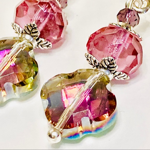 Pretty Pink Tiaria Crystal Earrings - Picture 4 of 8